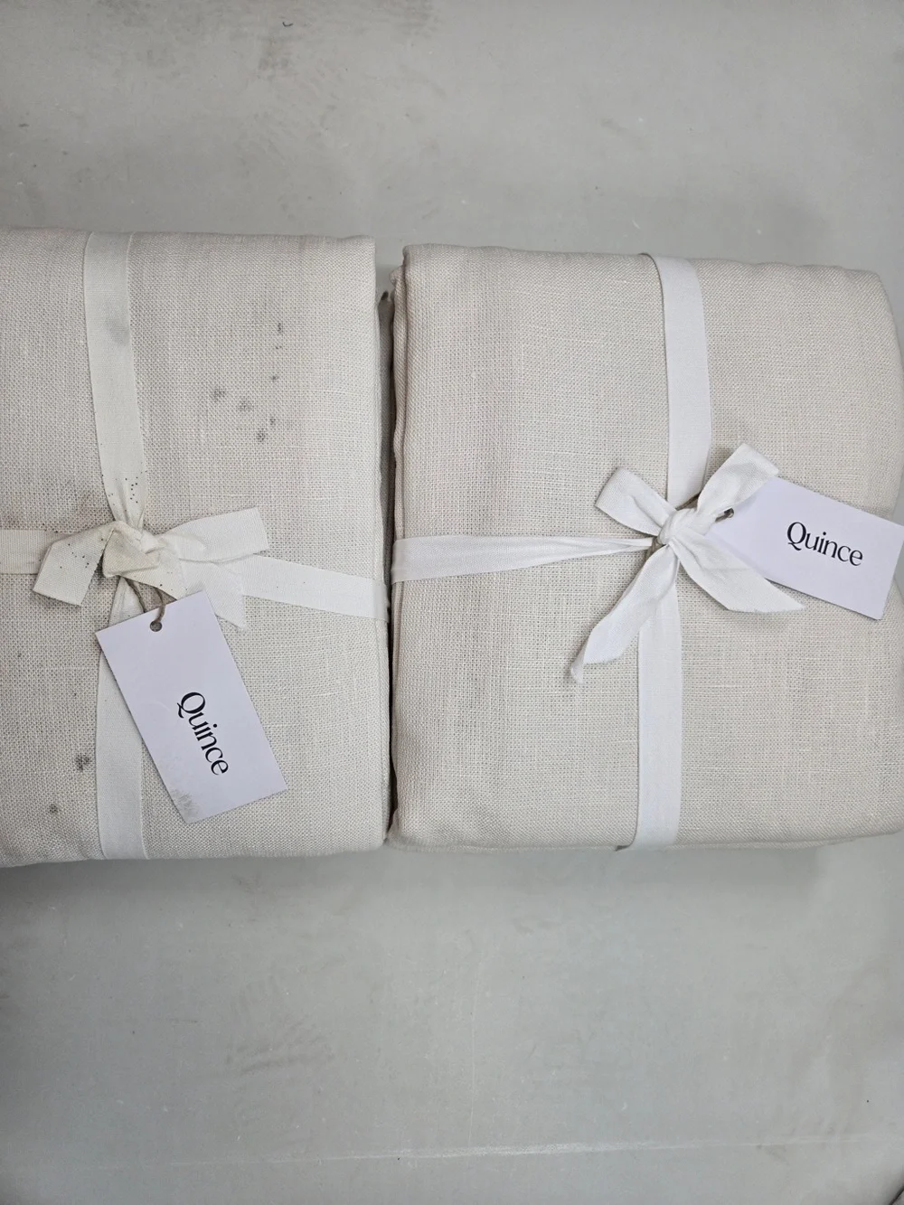 NWT QUINCE Set48x96 Heavyweight sand European Linen Room Darkening Curtains 9879